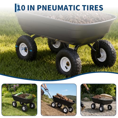 Heavy-Duty Utility Garden Dump Cart, 600Lbs Capacity - size: 600LBS