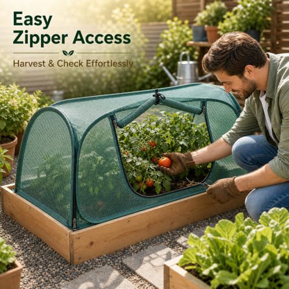 2Pack Garden Covers for Raised Beds, Pop Up Mesh Plant Covers for Outdoors, 30% Sunblock Plant Shade Tent, Crop Cage for Seedlings Vegetable Against Birds, Animals, with 8 Stakes (45"X22"X16")