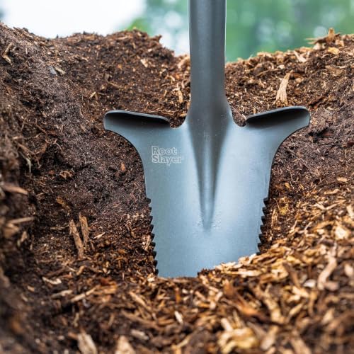 Root Slayer 22411 Mini Digger Garden Shovel, Serrated Blade, Red - color: Red, size: Small