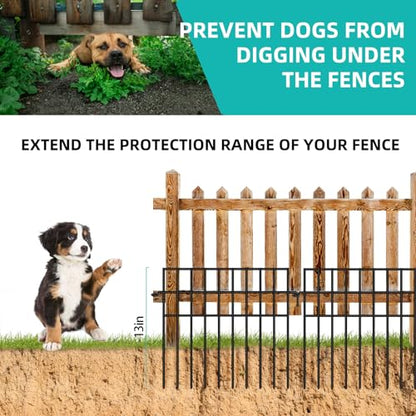 14 Panels Animal Barrier Fence, No Dig Fences, 13in(H) X 19.9ft(L) Garden Fence Animal Barrier for Rabbit and Dog Under Fencing Barrier, Rustproof Metal Fences Border for Outdoor, Yard, Patio - size: 14 Panels-19.9ft(L)x13in(H)