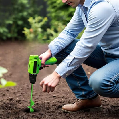 Auger Drill Bit for Planting,1.6"x16.5" Extended Length Garden Auger Spiral Drill Bit, Heavy Duty Post Hole Digger for Bulbs,Flowers & Bedding Plants,Fits 3/8" Hex Drill - size: 1.6"x16.5"-Green