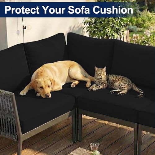 Smiry Waterproof Patio Cushion Covers, Stretch Outdoor Furniture Covers - color: Black, size: 4PCS