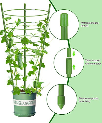 4 Pack Garden Plant Support Tomato Cage, Upgrade 36'' Trellis for Climbing Plants, Plant Trellis Kits with 4 Self Watering Spikes and 20 Plant Clips (36'') (Upcage-4T-23) - size: 36"