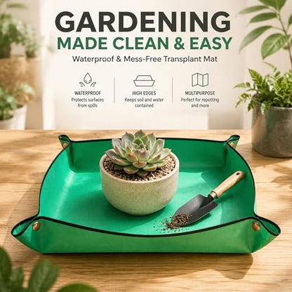 Repotting Mat,Waterproof Plastic Potting Mat,Gardening for Indoor Plant Transplanting,Dirt Control,Soil Change,Gift for Plant Lovers Green - color: Green