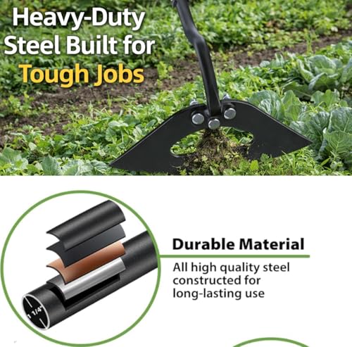Garden Hoe Weeding Tool - Sharp Hollow Blade,58" Adjustable Long Handle, Heavy Duty Weed Hoes for Gardening,Push Pull Dutch Scraper for Garden Bed, Yard,Lawn Weeder Removal