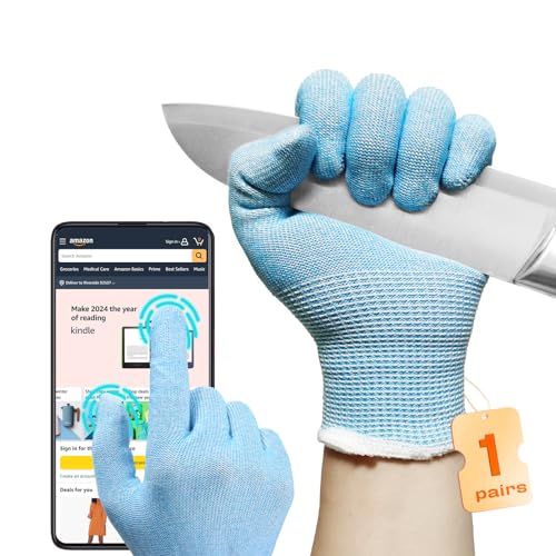 JDL ANSI A6 Cut-Resistant Gloves for Women, Food Grade, Knife Protection, Glass Handling, Superior Comfort & Lightweight, Blue, Small - color: Blue, size: Small