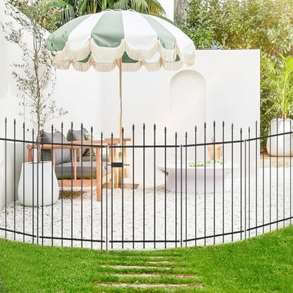 42" x 12' No-Dig Metal Garden Fence with Gate, Outdoor Fencing for Yard - size: Roman Col 42″H x 12ft (1Gate+5Panels)