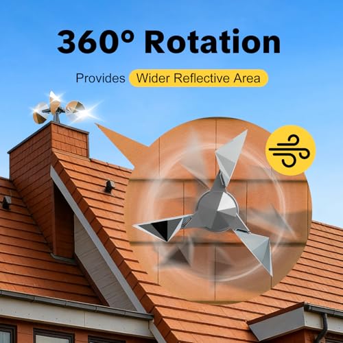 OFFO 2 Pack Bird Reflector, Reflective Pinwheel Wind Spinner, 5.1 Inch