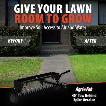 Agri-Fab 45-0544 40 inch Tow Behind Spike Aerator for Aerating Lawns; 10 Galvanized Steel Spike Disks, Universal Hitch, Black