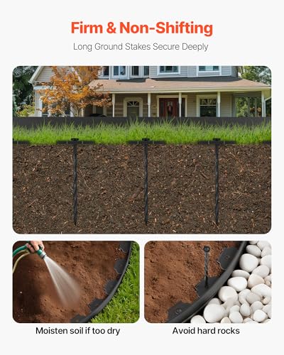 VEVOR Landscape Edging, 20 ft x 2 in Plastic Garden Border Edging with 120 Spikes, No Dig, Flexible Lawn Edgings Roll, UV-Resistant Mini Fence Borders Pathway Edgings for Flower Beds Yard Paver - style: 20ft*2in（L-shaped）