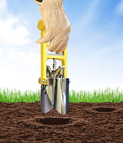 Yellow Bulb Planter Tool for Planting Bulbs - 3 Finger Pull Soil Grabber for Digging/refilling Hole - Soil Cutting Tapered Blade Edges - for Planting Tulips, Daffodils & Others a Like - color: YELLOW