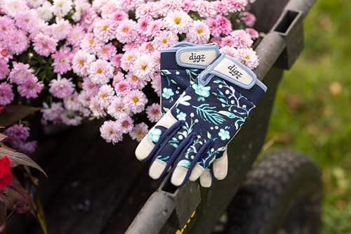 Digz Gardening Gloves, Garden Gloves for Women - color: Navy Blue, size: X-Large