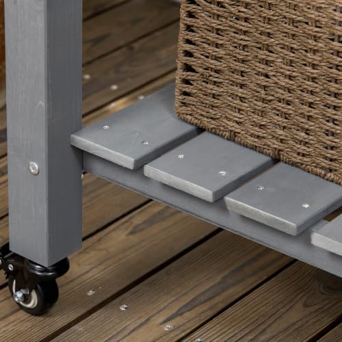 Outsunny Raised Garden Bed Elevated Planter Box 47" x 22" x 33", Dark Gray - color: Dark Gray, size: 47" x 22" x 33"