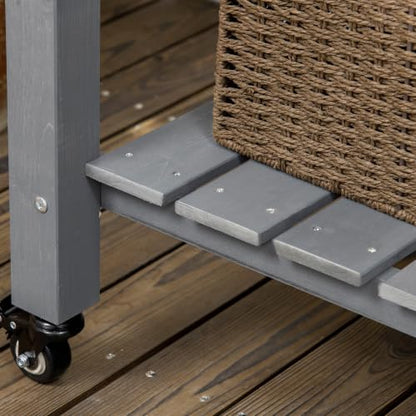 Outsunny Raised Garden Bed Elevated Planter Box 47" x 22" x 33", Dark Gray - color: Dark Gray, size: 47" x 22" x 33"