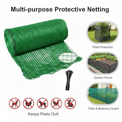 4x100 FT Deer Fence Netting, Plastic Mesh Roll, Garden Protection, Green - color: Green, size: 4x100ft