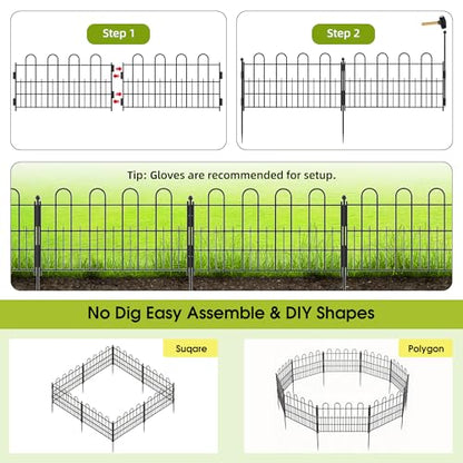 Bepatio Garden Fence Border, 10 Panels 16.4ft 11.8"H Metal Landscape Edging - size: 10 Panels 11.8in(H)x16.4ft(L)