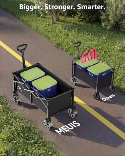 34.6" Extra Long Collapsible Grocery Wagon Cart with Wheels Foldable Wagons - size: X-Large (34.6" Long)