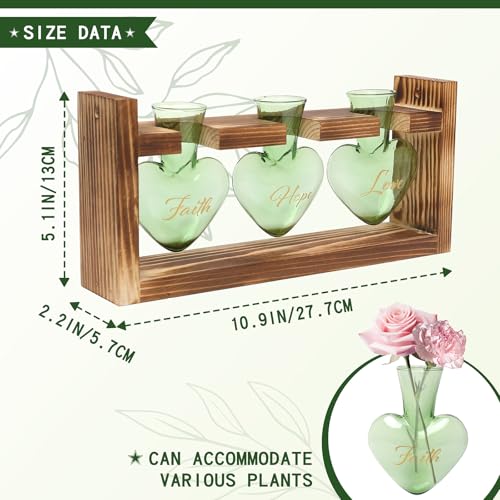 Plant Terrarium Propagation Stations Hydroponics - color: Green(Faith Hope Love)