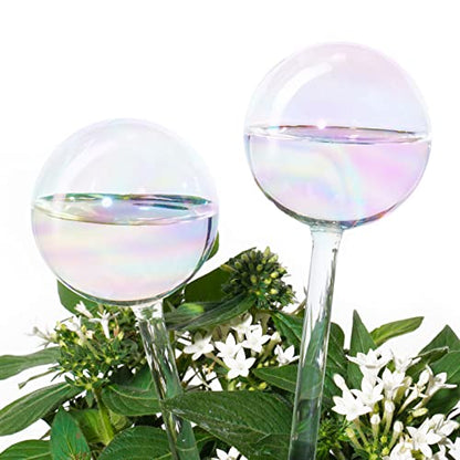 Tomorotec 2Pcs Rainbow Glass Plant Watering Globes, Self Watering Spikes - color: Iridescent 2-Pack