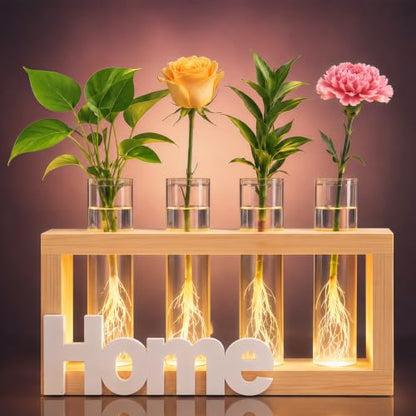 LED Plant Propagation Station 4 Glass Tubes for Hydroponic Cuttings - color: HOME
