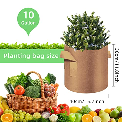 10 Gallon Garden Grow Bags, 30 Pack 10 Gal Planter Bags Fabric Pot, Nonwoven Grow Pots Heavy Duty Aeration Fabric Pots with Handles, Garden Fabric Planters for Vegetables Flowers (Brown) - color: Brown