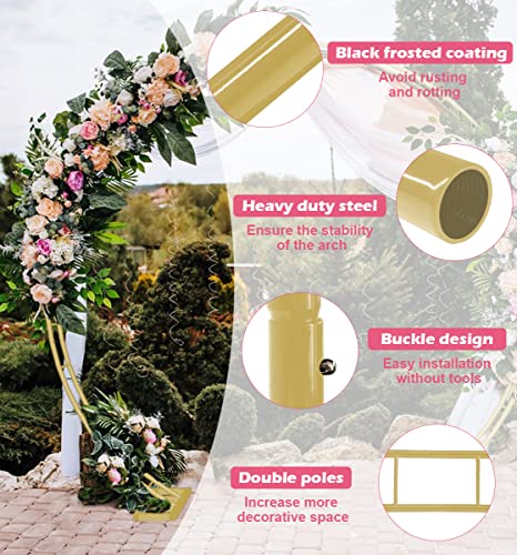 Queension Extra Large Wedding Arch for Ceremony 8.5Ft Wide 7.4Ft High,Gold - color: Gold, size: 7.4FT