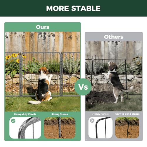 FXW No Dig Garden Fence, Outdoor for Yard, 32in(H) x 18.2ft(L), 8 Panels - color: Silver, size: 32"H