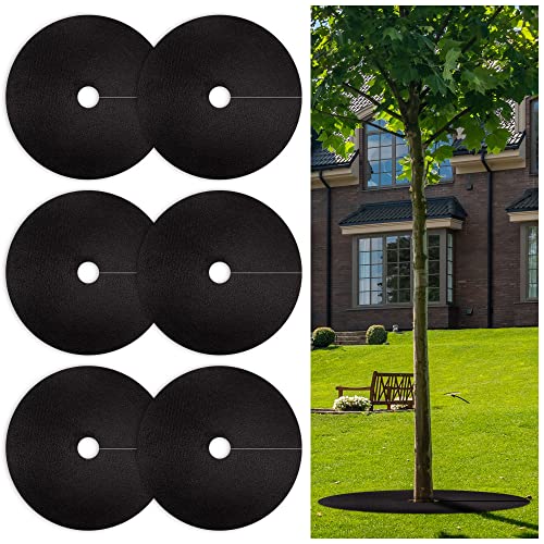 32.5 Inch Non-Woven Tree Mulch Ring 6 Pack, Weed Barrier Mat,Degradable Tree Mulch Used to inhibit Weed Growth and Landscape Weed Control Plant Root Protection - color: black-6 pack-32.5"