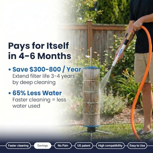 Cyclone Pool Filter Cleaner Deluxe | Spinning Stand, Mini Wand + Bag - size: 01. Deluxe