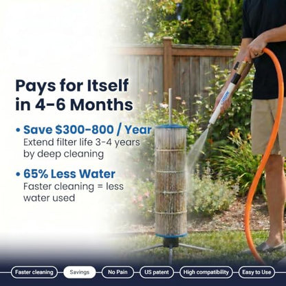Cyclone Pool Filter Cleaner Deluxe | Spinning Stand, Mini Wand + Bag - size: 01. Deluxe