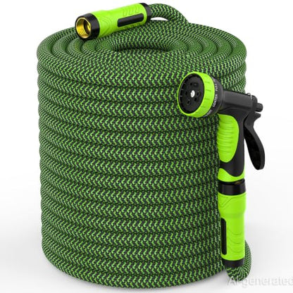 NON-EXPANDABLE Garden Hose 100ft x5/8'', Heavy Duty Flexible Water Hose with 10-Function Sprayer, Lightweight, Leak Proof, Durable Fabric Skin, Pressure Resistant for Yard, Outdoor - size: 100ft