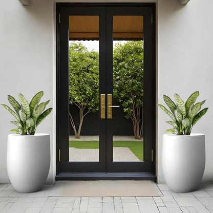 Kante White Concrete Planter 21.7" Tall All-Weather Round Large Pot - color: White