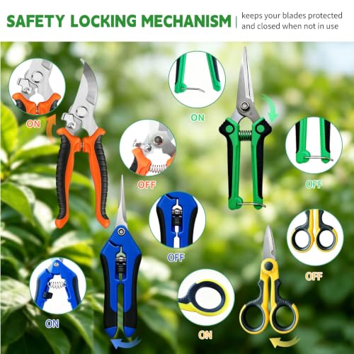 HoMaNa 4 Pack Garden Shears Pruning Set, Stainless Steel Multi-Blade - color: Multicolored