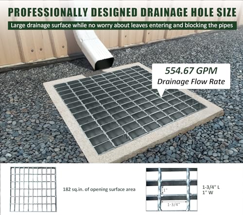 16in B125 Galvanized Steel Drain Grate(15.55x15.55 in) - color: Silver-1 Pack, size: 16x16 inch