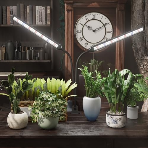 GooingTop Grow Light,24W (160Watts Equiv) 5000K White Full Spectrum LED Growing Lamp Clip on Desk for Indoor Plants,Bulbs Replaceable & Non-dimmable (Black, 80Watts) - size: 80Watts