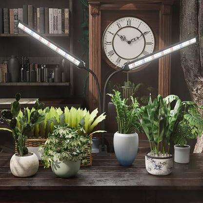 GooingTop Grow Light,24W (160Watts Equiv) 5000K White Full Spectrum LED Growing Lamp Clip on Desk for Indoor Plants,Bulbs Replaceable & Non-dimmable (Black, 80Watts) - size: 80Watts