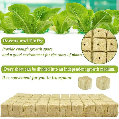 Halatool 1 Inch Rockwool Cubes for Hydroponics, 100 Plugs Seed Starter Cube - color: 2 Sheets, size: 1" Cubes