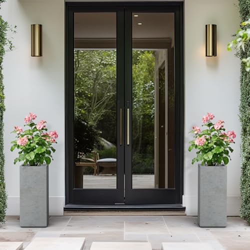 Kante Small Column Square Pale Gray Concrete Planter 19.9" H, Outdoor - color: Natural Concrete, size: 19.9" H