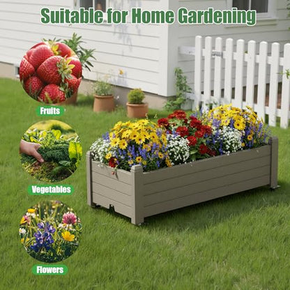 Fancyango Raised Garden Bed with Wheels 13.3" H -Gray - color: Gray, size: 13.3"H