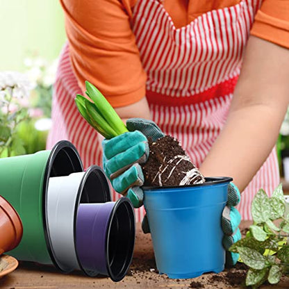Oubest 30Pack Nursery Pots Plastic for Plants 5 inch Seedling Pots with Drainage Holes Multicolor Flower Seedling Transplanting - size: 5 inch
