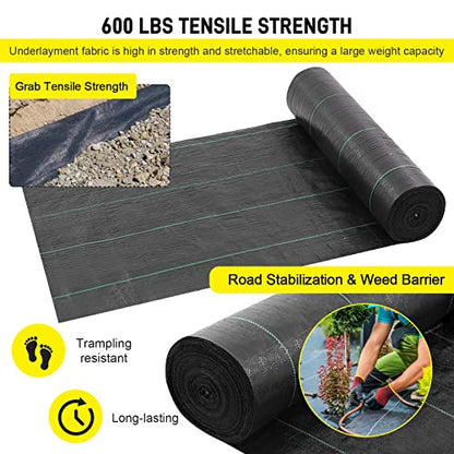 Driveway Fabric, 13x115 ft Commercial Weed Barrier, Heavy Duty 5oz French Drain Fabric for Erosion Control, Landscape Projects - size: 13 x115 ft-5OZ
