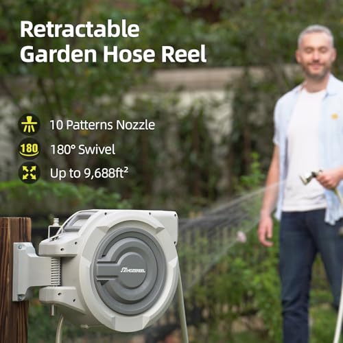 Retractable Hose Reel 1/2"x 150ft, Retractable Garden Hose - size: 1/2" 150 FT Hose & Reel