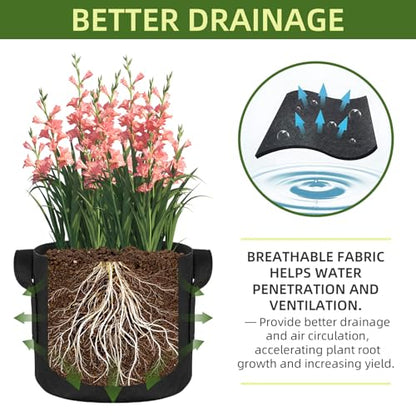 24 Pack 5 Gallon Grow Bags, Heavy Duty Thickened Aeration Fabric Pots with Handles for Vegetable/Flower/Plant - size: 5 Gallon