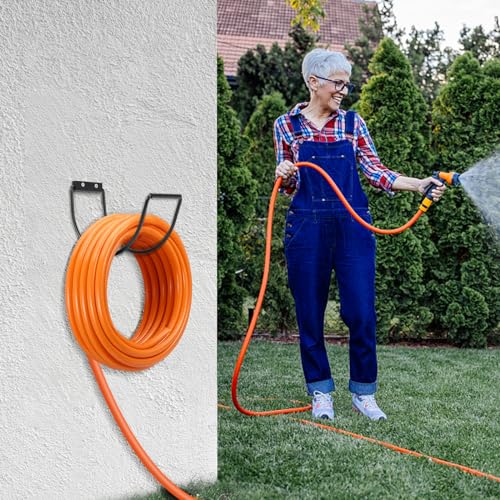 Garden Hose Holder Wall Mounted,304Stainless Steel Solid Hook Holds Up to 150Ft - Black - color: Black-2