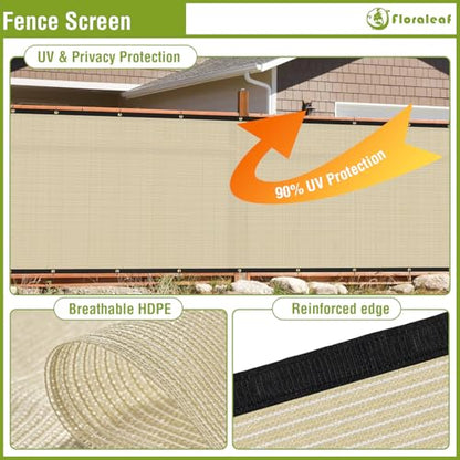 6'x25' Privacy Screen Fence Heavy Duty Fence Panels, Beige