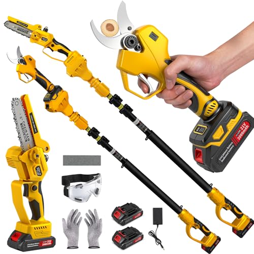 4-in-1 Cordless Pruner Kit, 2.5" Cut & 15 ft Pole Chainsaw