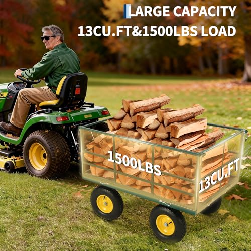 Garvee 1500 LB Heavy Duty Garden Dump Cart, 3-in-1 Yard Wagon Trailer - color: Green, size: 1500 Lbs Dump