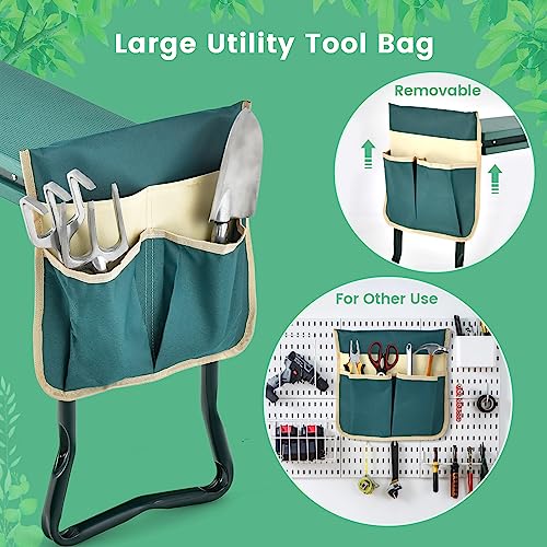IRONMAX Foldable Garden Kneeler and Seat with Wide Soft Foam Pad, Green - color: Green, size: 16”L×8”W