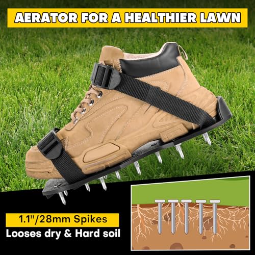 Lawn Aerator Shoes with 1.1''Spikes - color: Black