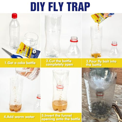 Reusable Fly Traps Outdoor Bottles & 10 Pack Fly Trap Bait Refills